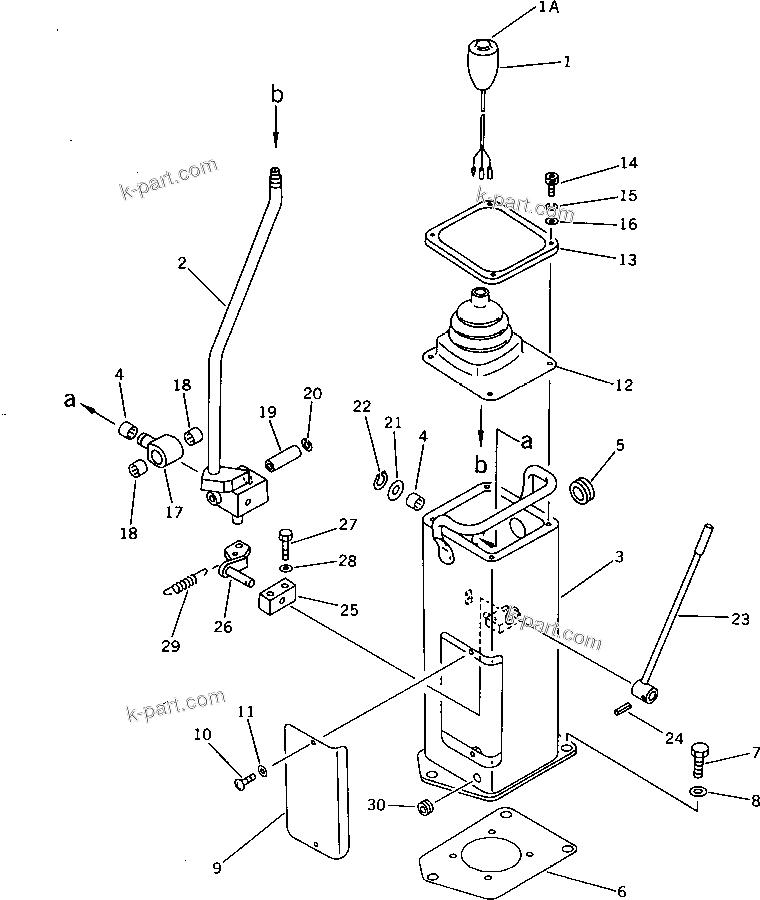 Komatsu parts book diagram for PF5-1 S/N 10001-UP: LONG LEVER CONTROL AND STAND ? L.H. (1/2)