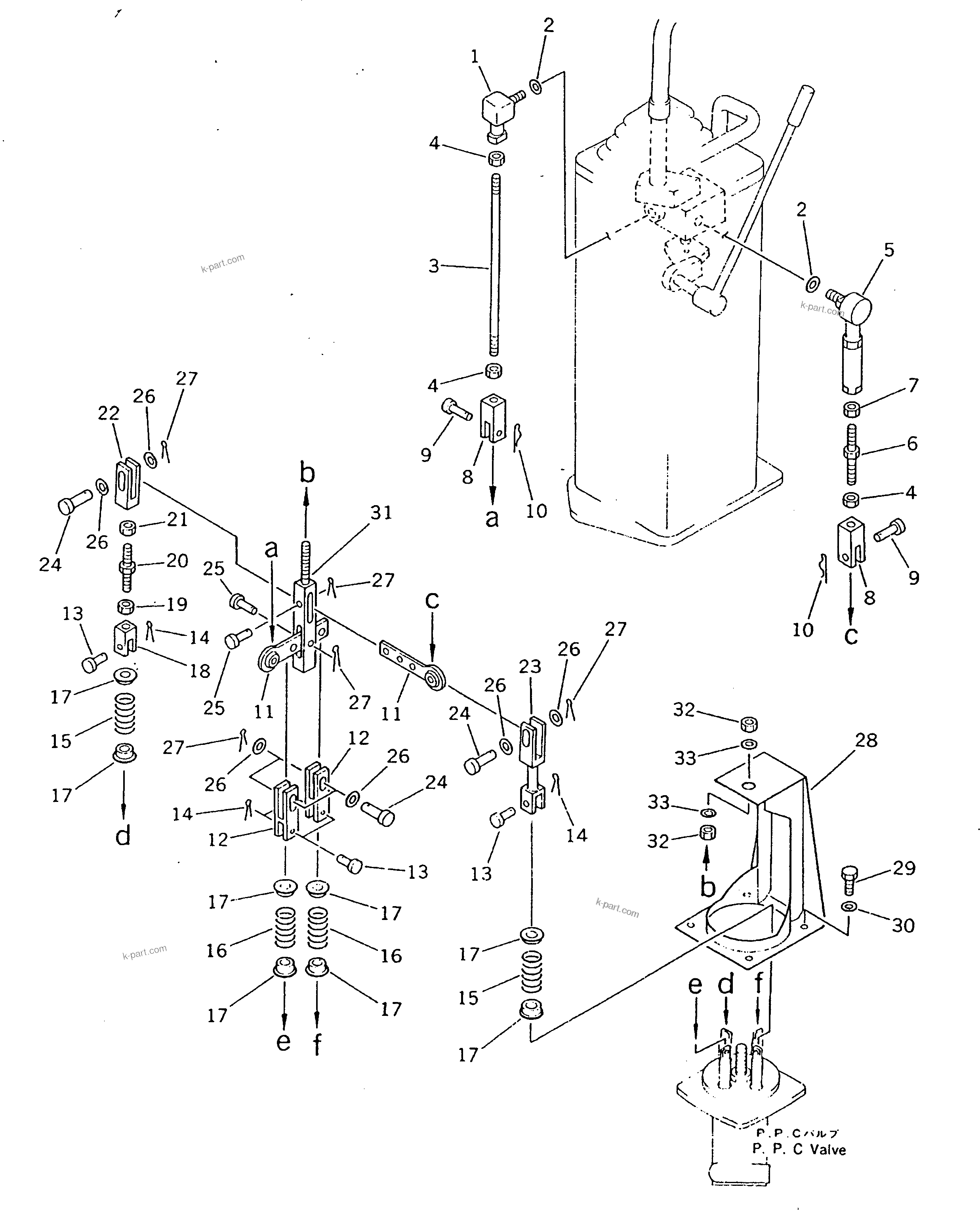 Komatsu parts book diagram for PF5-1 S/N 10001-UP: LONG LEVER CONTROL AND STAND ? L.H. (2/2)