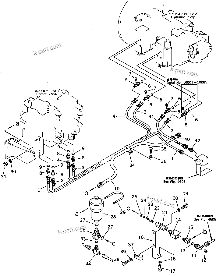 Komatsu parts book diagram for PF5-1 S/N 10001-UP: O.L.S.S. PIPING (1/2)(#10001-10194)