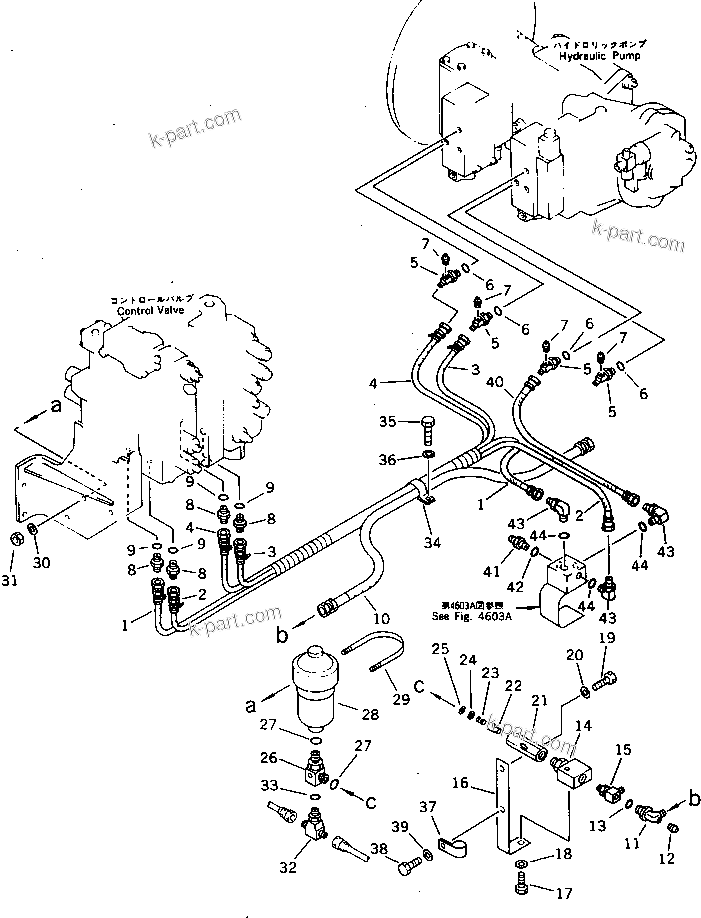 Komatsu parts book diagram for PF5-1 S/N 10001-UP: O.L.S.S. PIPING (1/2)(#10195-)