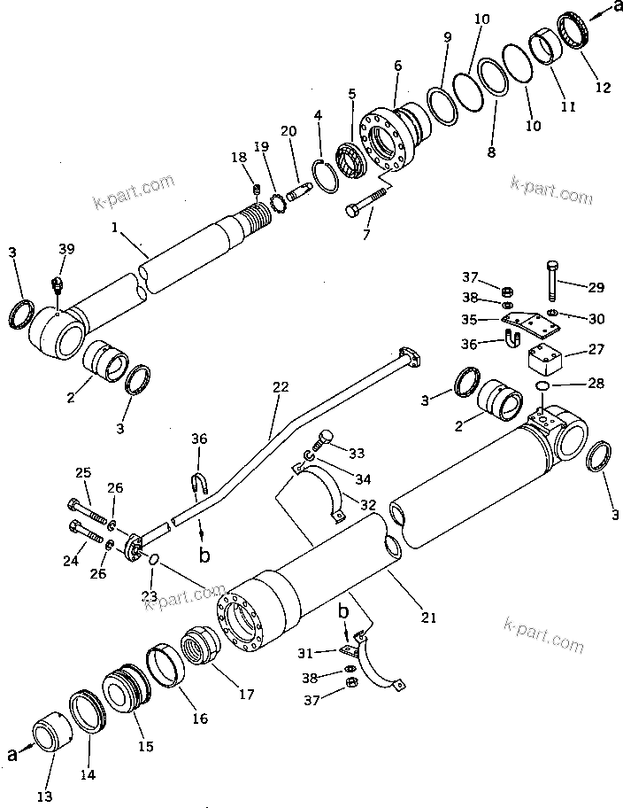 Komatsu parts book diagram for PF5-1 S/N 10001-UP: ARM CYLINDER(#10001-10202)