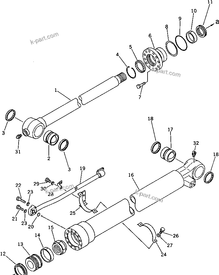 Komatsu parts book diagram for PF5-1 S/N 10001-UP: BUCKET CYLINDER(#10001-10202)