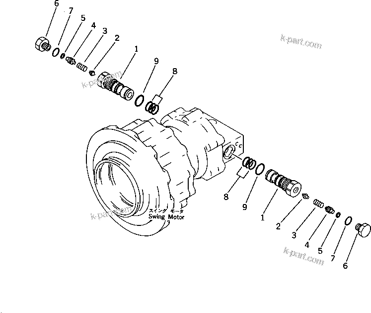 Komatsu parts book diagram for PF5-1 S/N 10001-UP: SWING MOTOR BRAKE VALVE(#10001-10194)