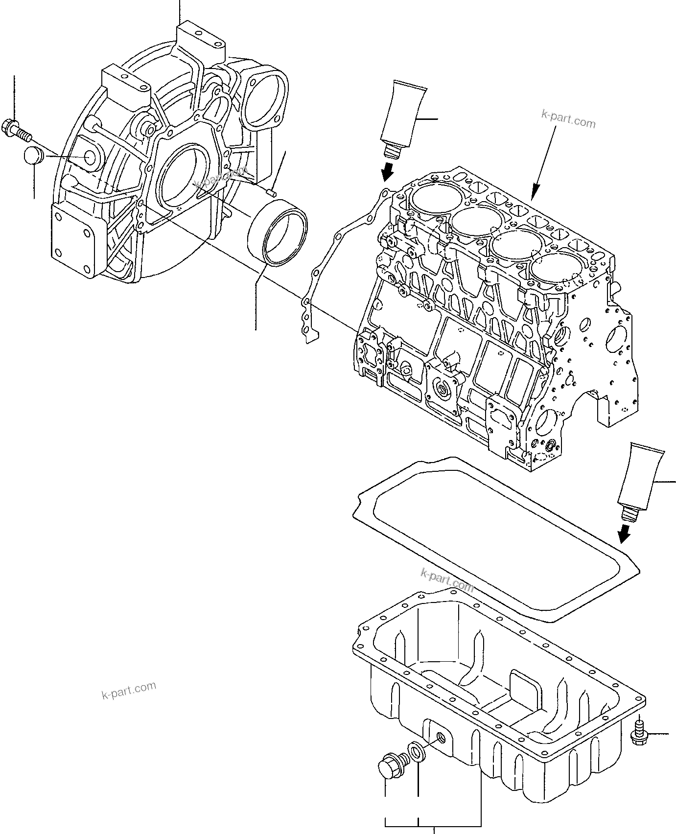 Komatsu parts book diagram for PW110R-1 S/N 2260010001-Up: FLYWHEEL - LUBRICATING OIL SUMP