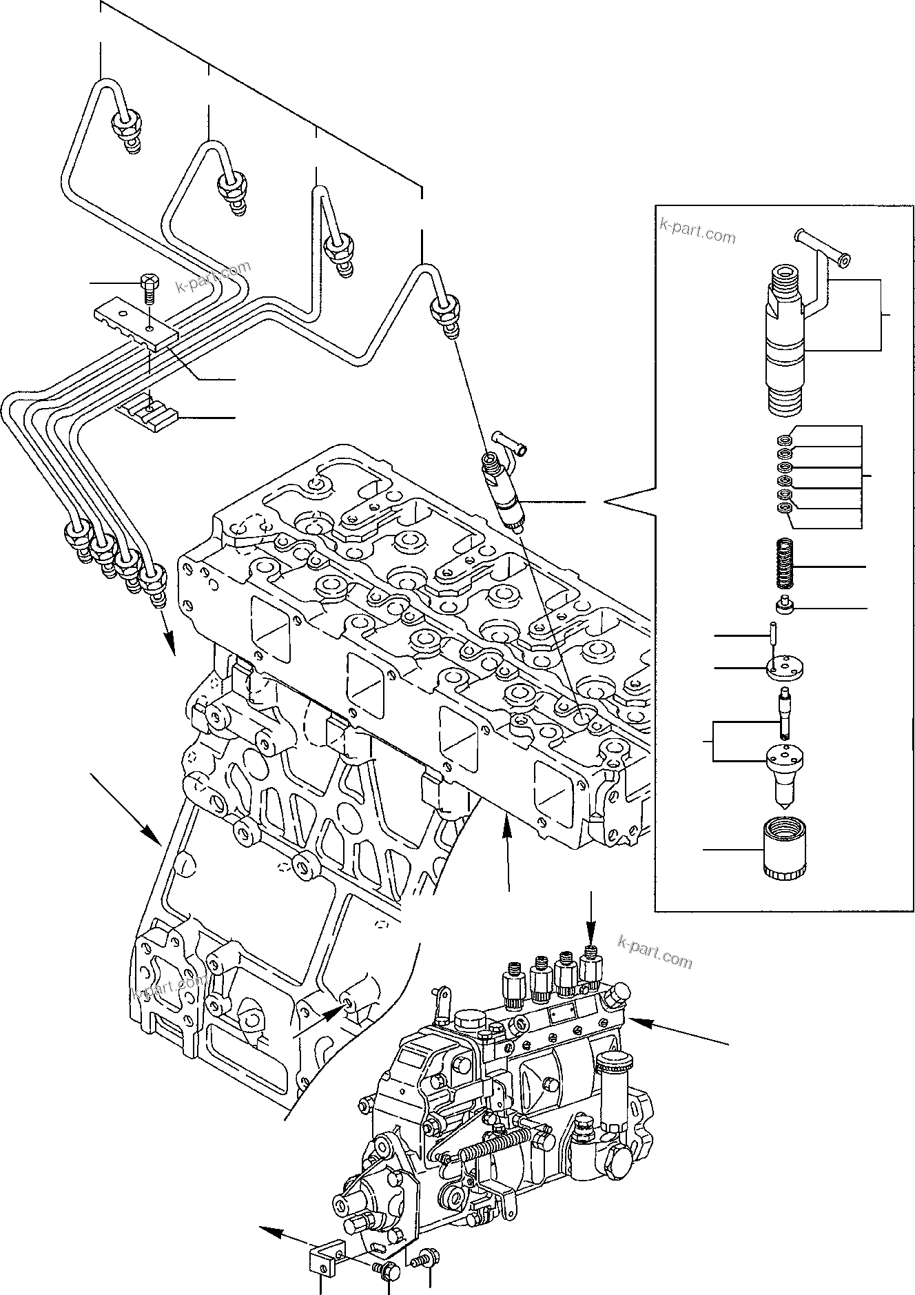 Komatsu parts book diagram for PW110R-1 S/N 2260010001-Up: FUEL INJECTION LINE