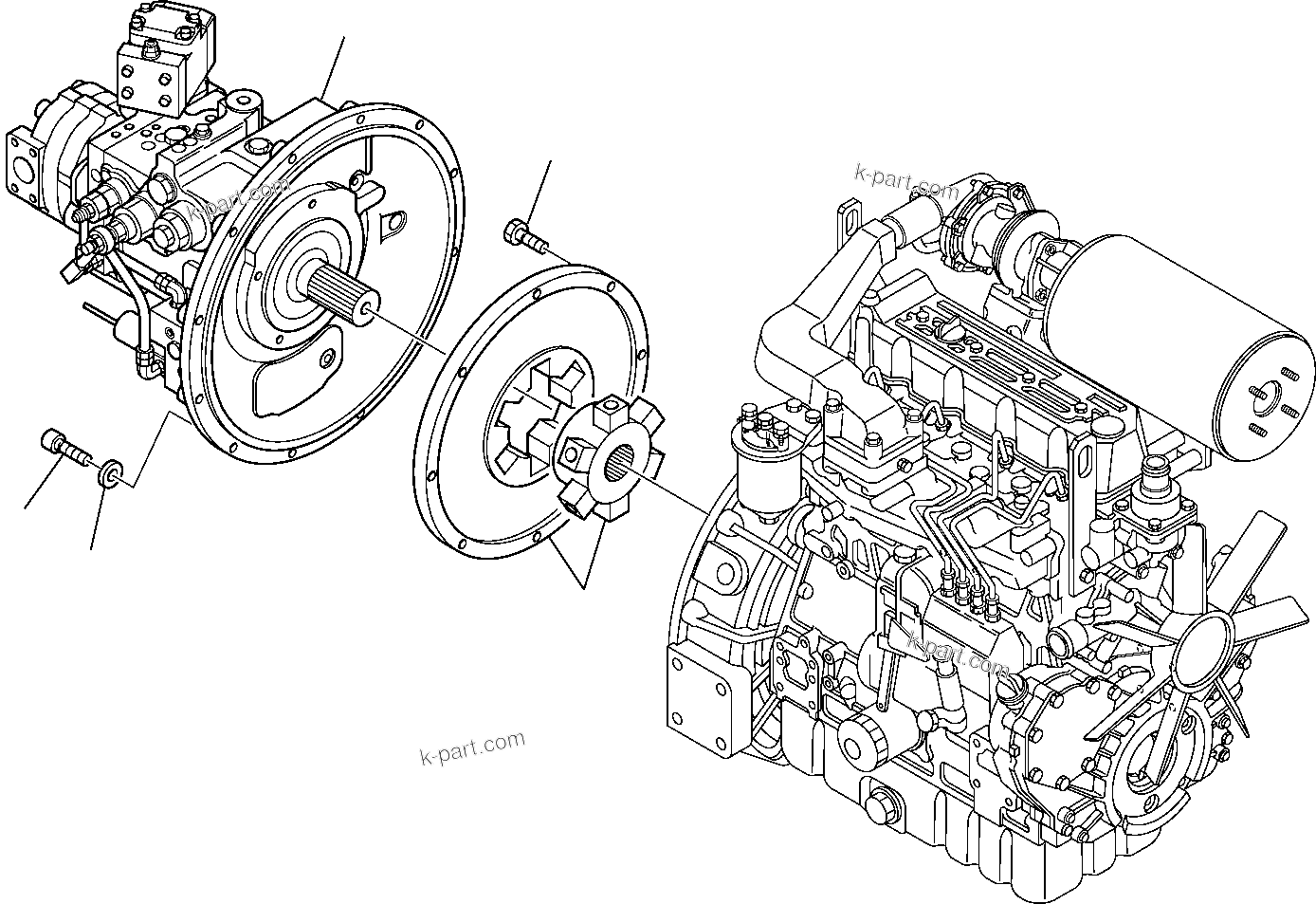 Komatsu parts book diagram for PW110R-1 S/N 2260010001-Up: POWER TAKE OFF