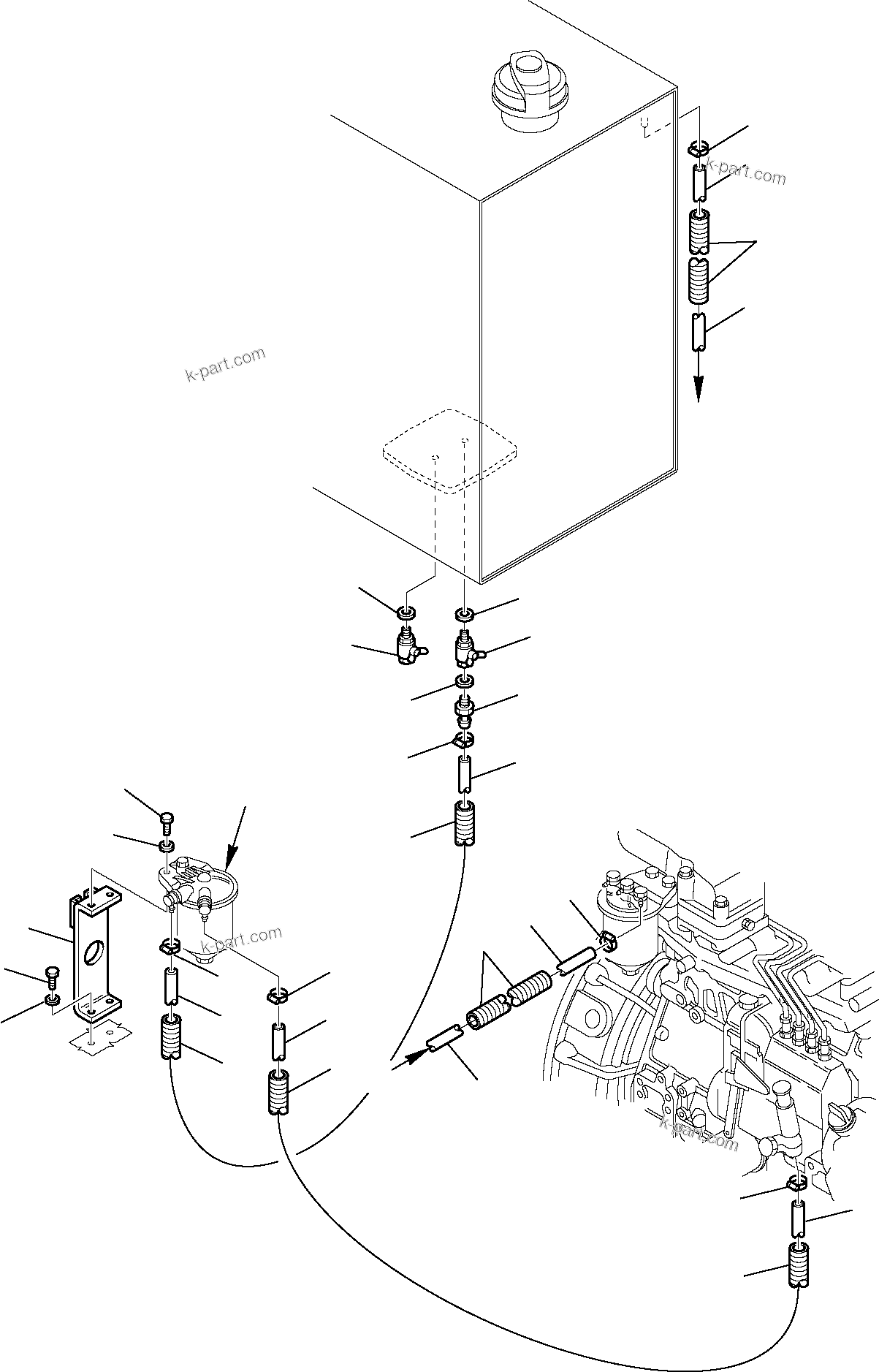 Komatsu parts book diagram for PW110R-1 S/N 2260010001-Up: FUEL PIPING