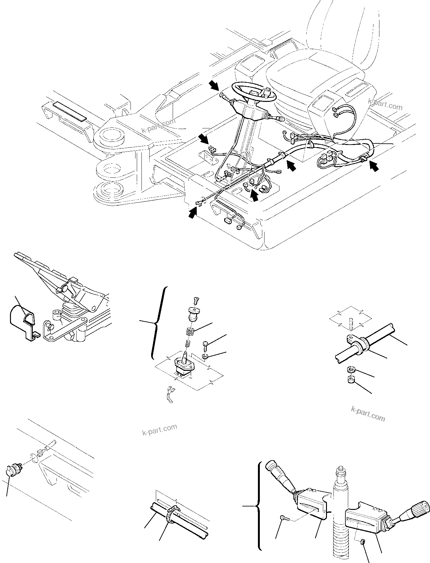 Komatsu parts book diagram for PW110R-1 S/N 2260010001-Up: ELECTRICAL SYSTEM (COLUMN AND SERVICE LINE)