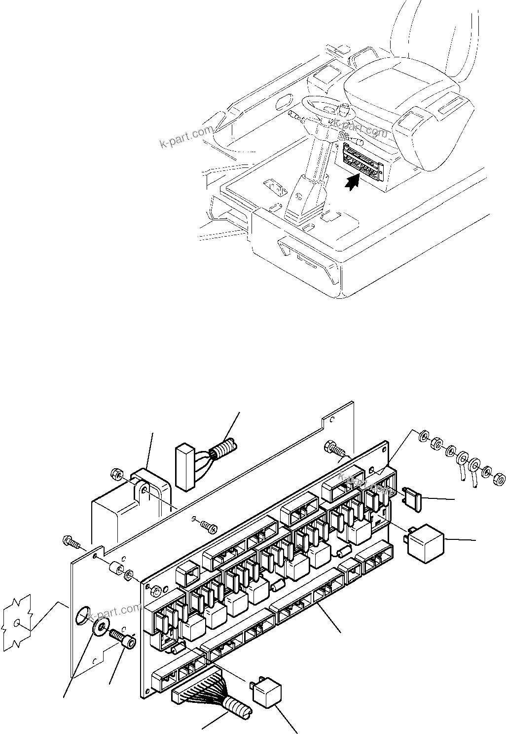 Komatsu parts book diagram for PW110R-1 S/N 2260010001-Up: ELECTRICAL SYSTEM (FUSE AND LINE)