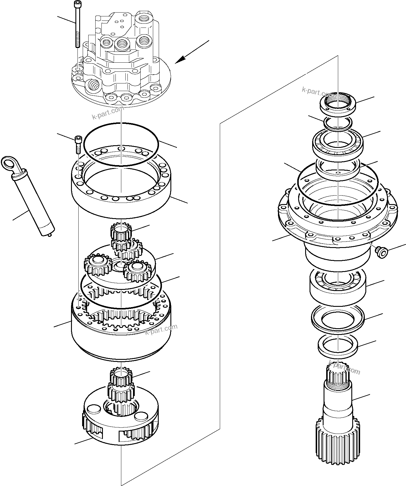 Komatsu parts book diagram for PW110R-1 S/N 2260010001-Up: SWING MACHINERY