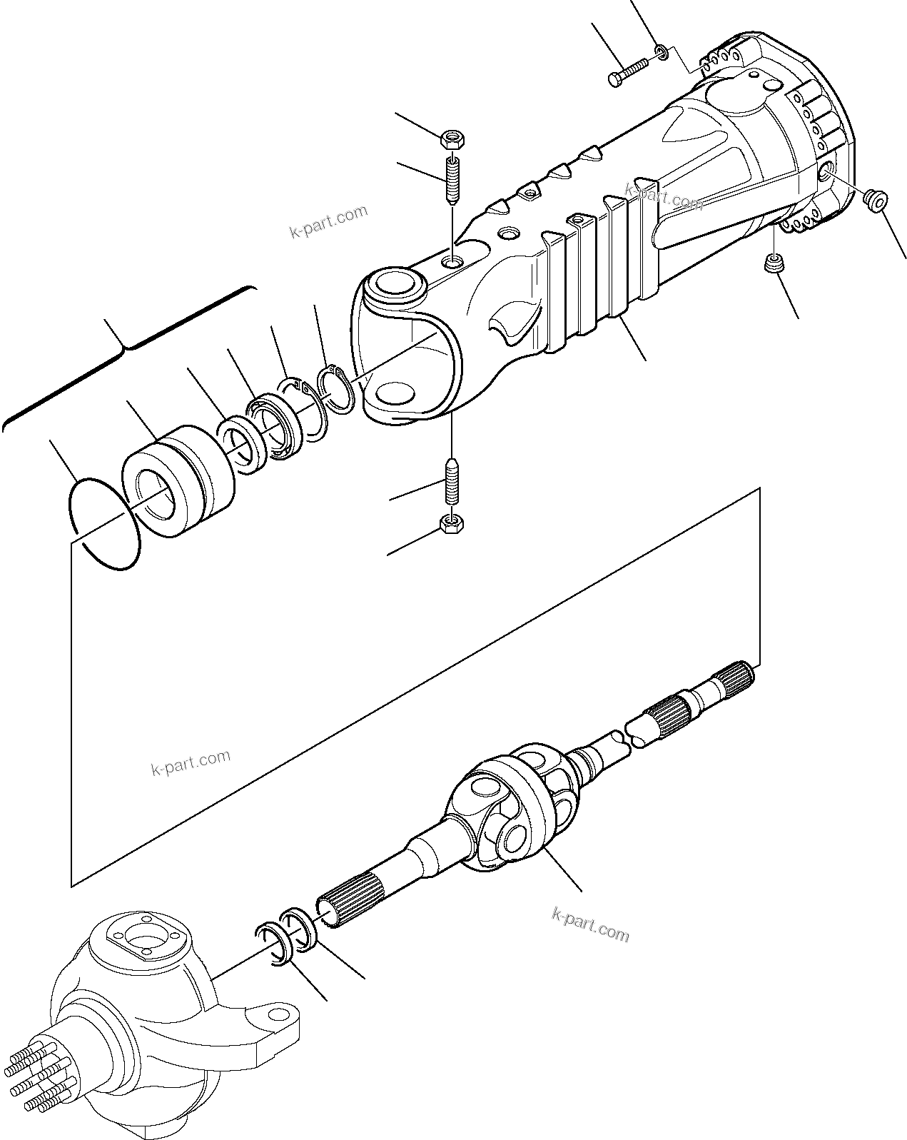 Komatsu parts book diagram for PW110R-1 S/N 2260010001-Up: REAR AXLE (5/8)