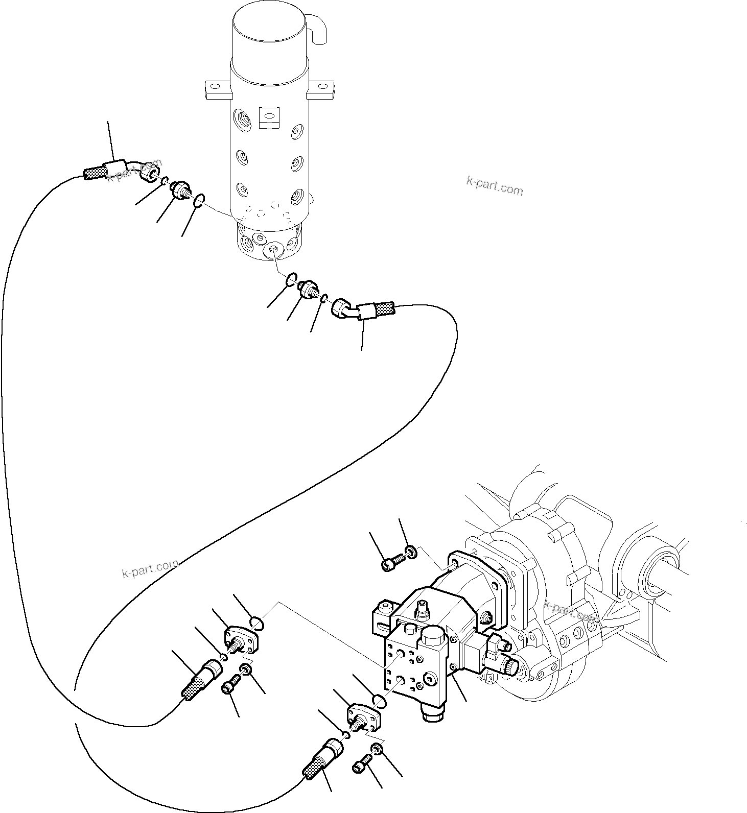 Komatsu parts book diagram for PW110R-1 S/N 2260010001-Up: HYDRAULIC PIPING (TRAVEL MOTOR LINE) (LOWER)