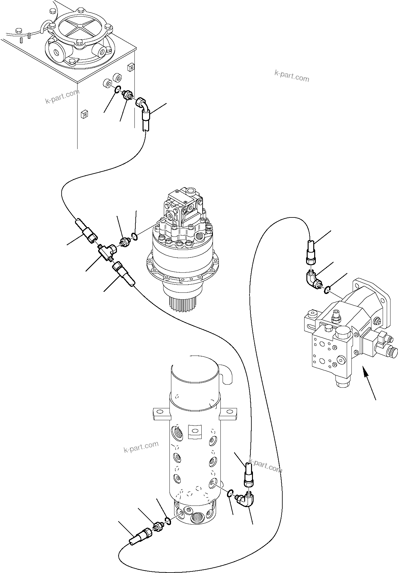 Komatsu parts book diagram for PW110R-1 S/N 2260010001-Up: HYDRAULIC PIPING (DRAIN LINE)