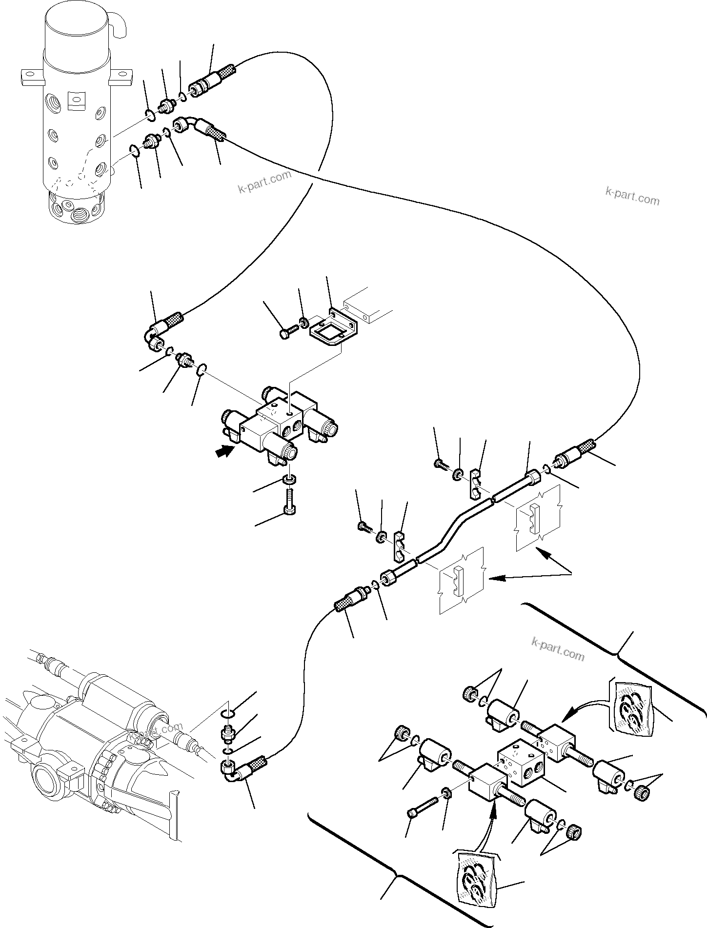 Komatsu parts book diagram for PW110R-1 S/N 2260010001-Up: HYDRAULIC PIPING (STEERING LINE) (1/2)