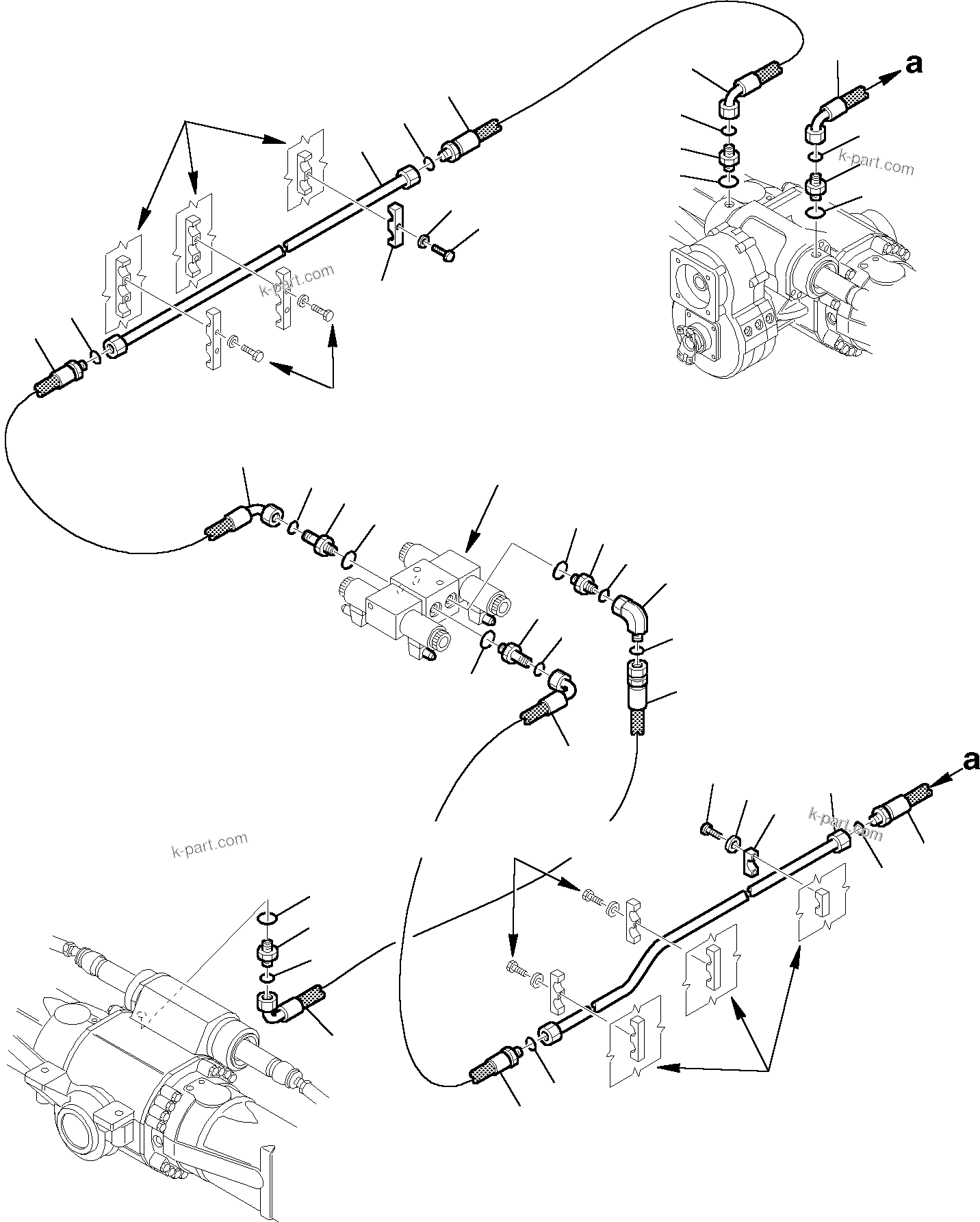 Komatsu parts book diagram for PW110R-1 S/N 2260010001-Up: HYDRAULIC PIPING (STEERING LINE) (2/2)