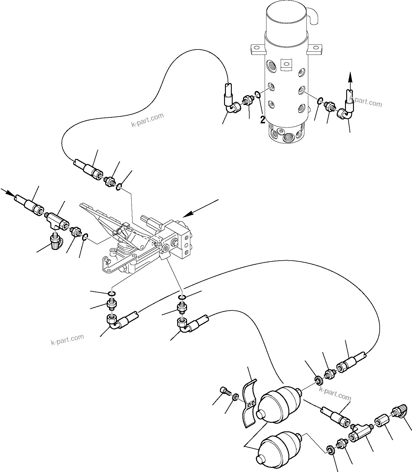 Komatsu parts book diagram for PW110R-1 S/N 2260010001-Up: HYDRAULIC PIPING (BRAKE LINE) (2/3)