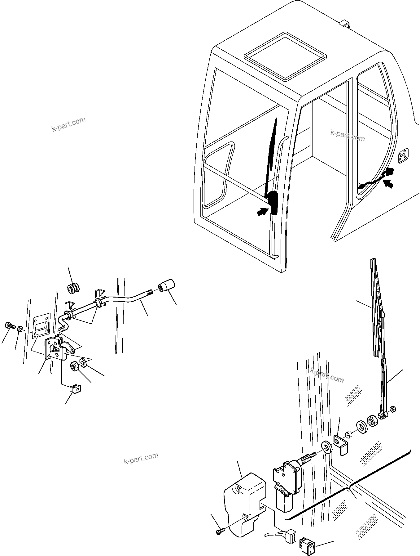 Komatsu parts book diagram for PW110R-1 S/N 2260010001-Up: CABIN (2/6)