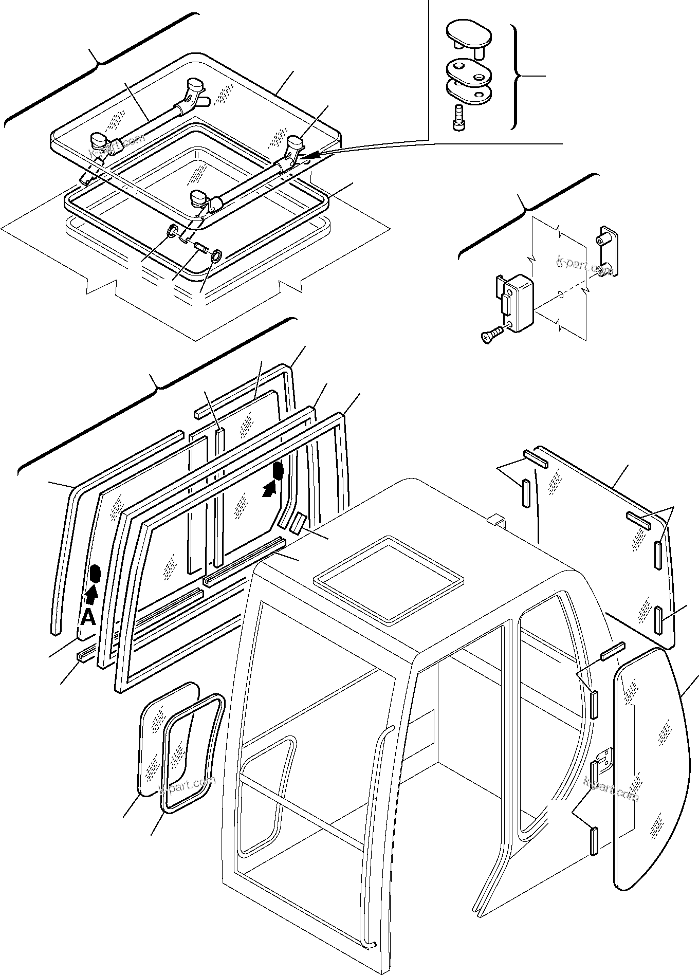Komatsu parts book diagram for PW110R-1 S/N 2260010001-Up: CABIN (5/6)