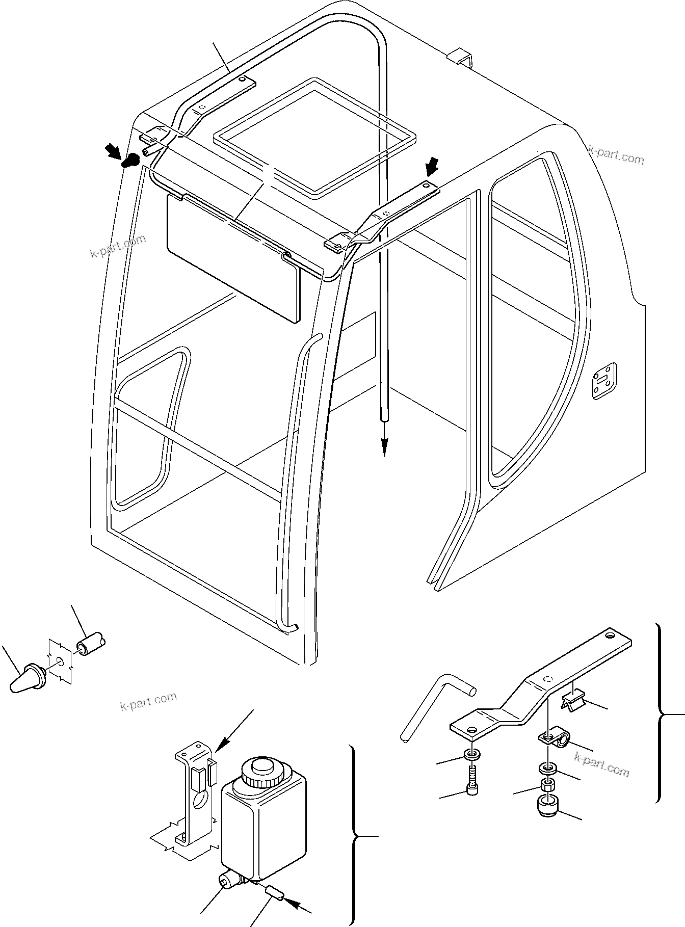 Komatsu parts book diagram for PW110R-1 S/N 2260010001-Up: OPERATOR'S CAB (EQUIPMENT)