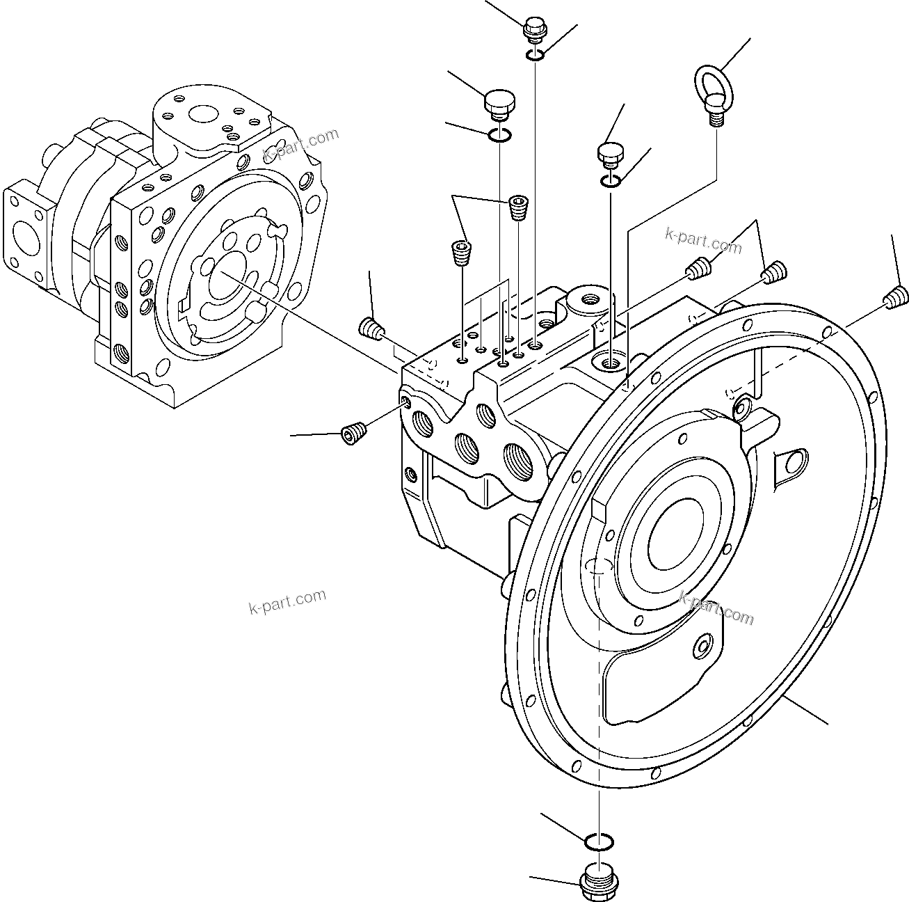 Komatsu parts book diagram for PW110R-1 S/N 2260010001-Up: HYDRAULIC PUMP (1/9)