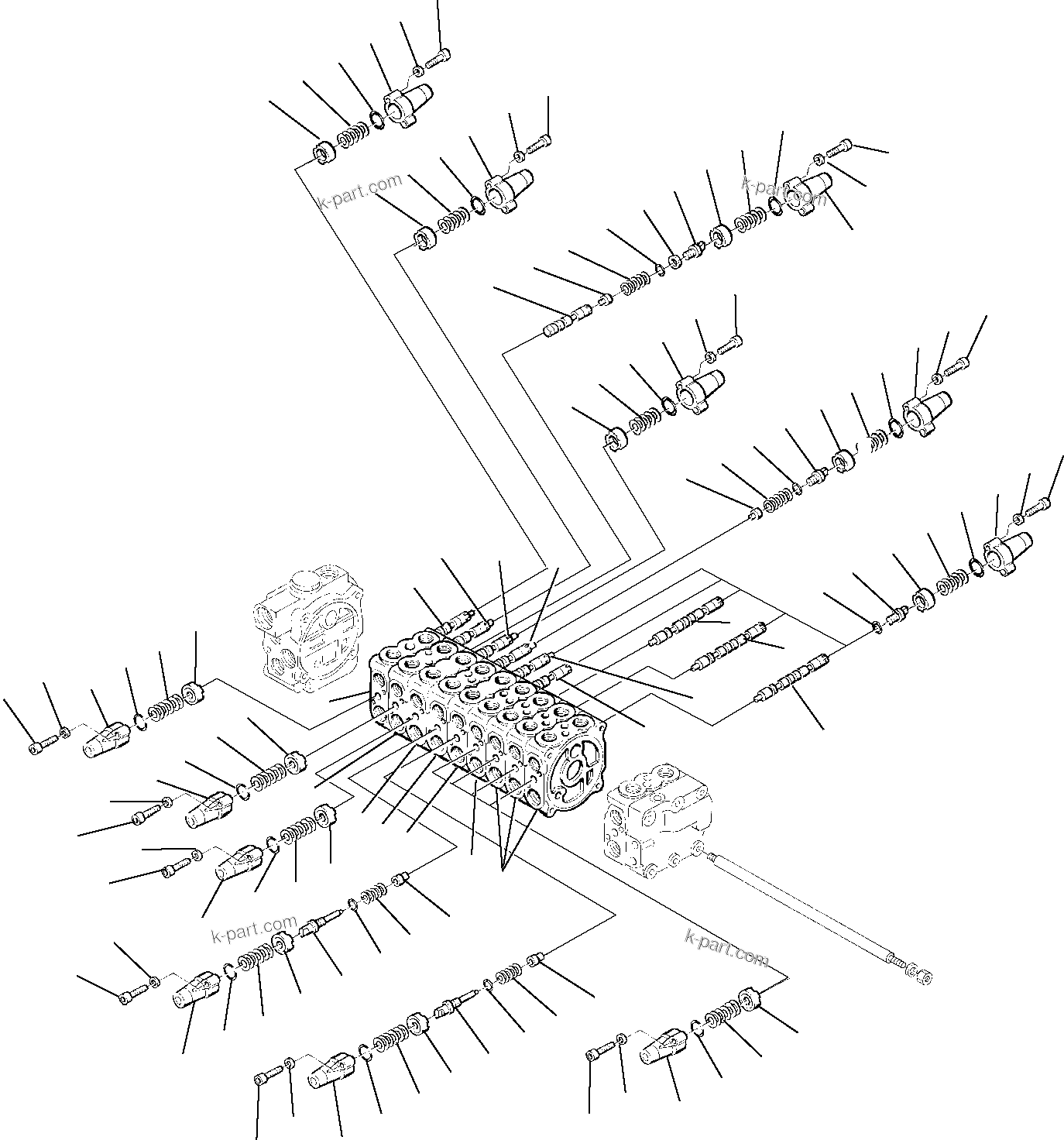 Komatsu parts book diagram for PW110R-1 S/N 2260010001-Up: CONTROL VALVE (1/7)