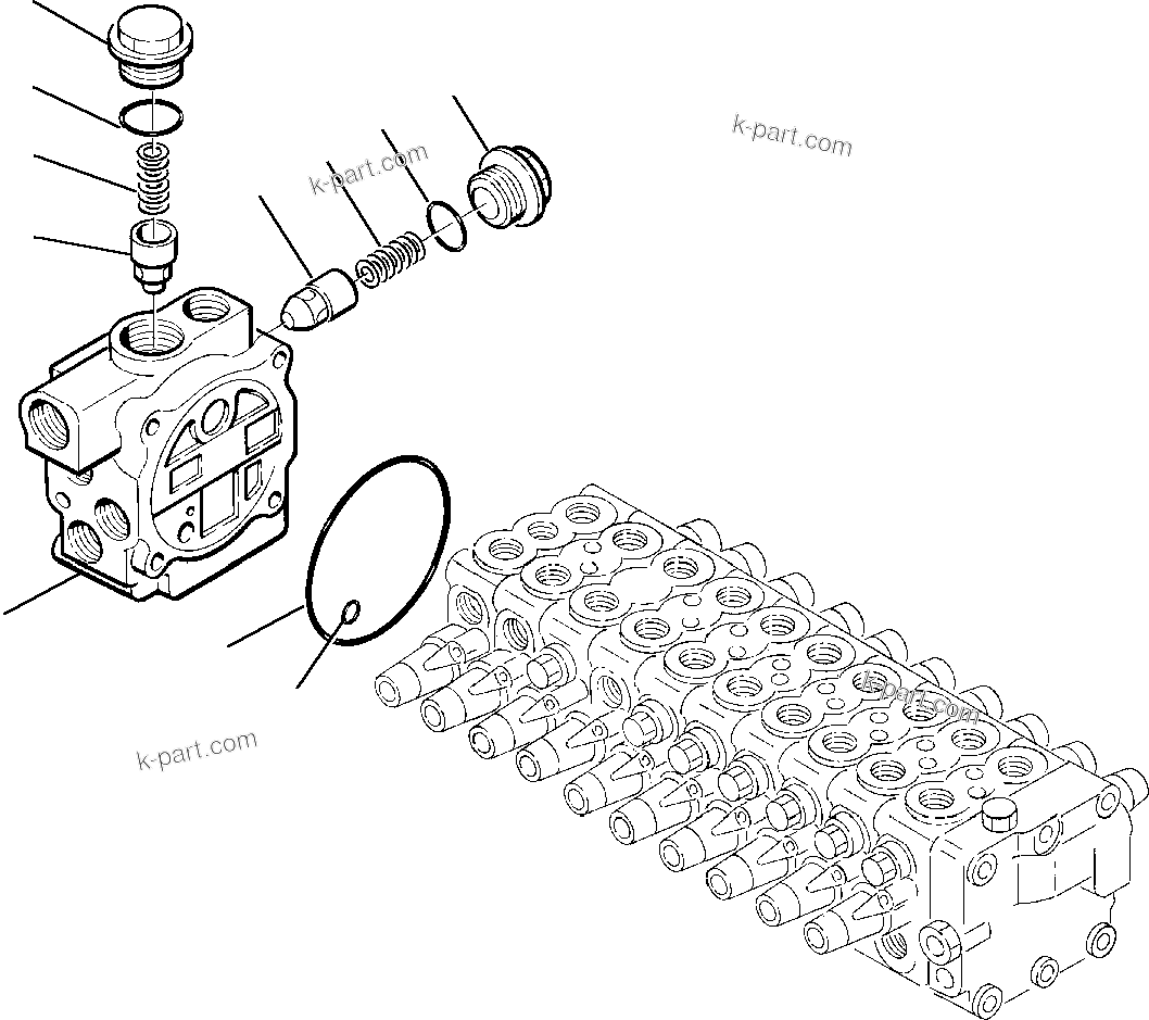 Komatsu parts book diagram for PW110R-1 S/N 2260010001-Up: CONTROL VALVE (3/7)