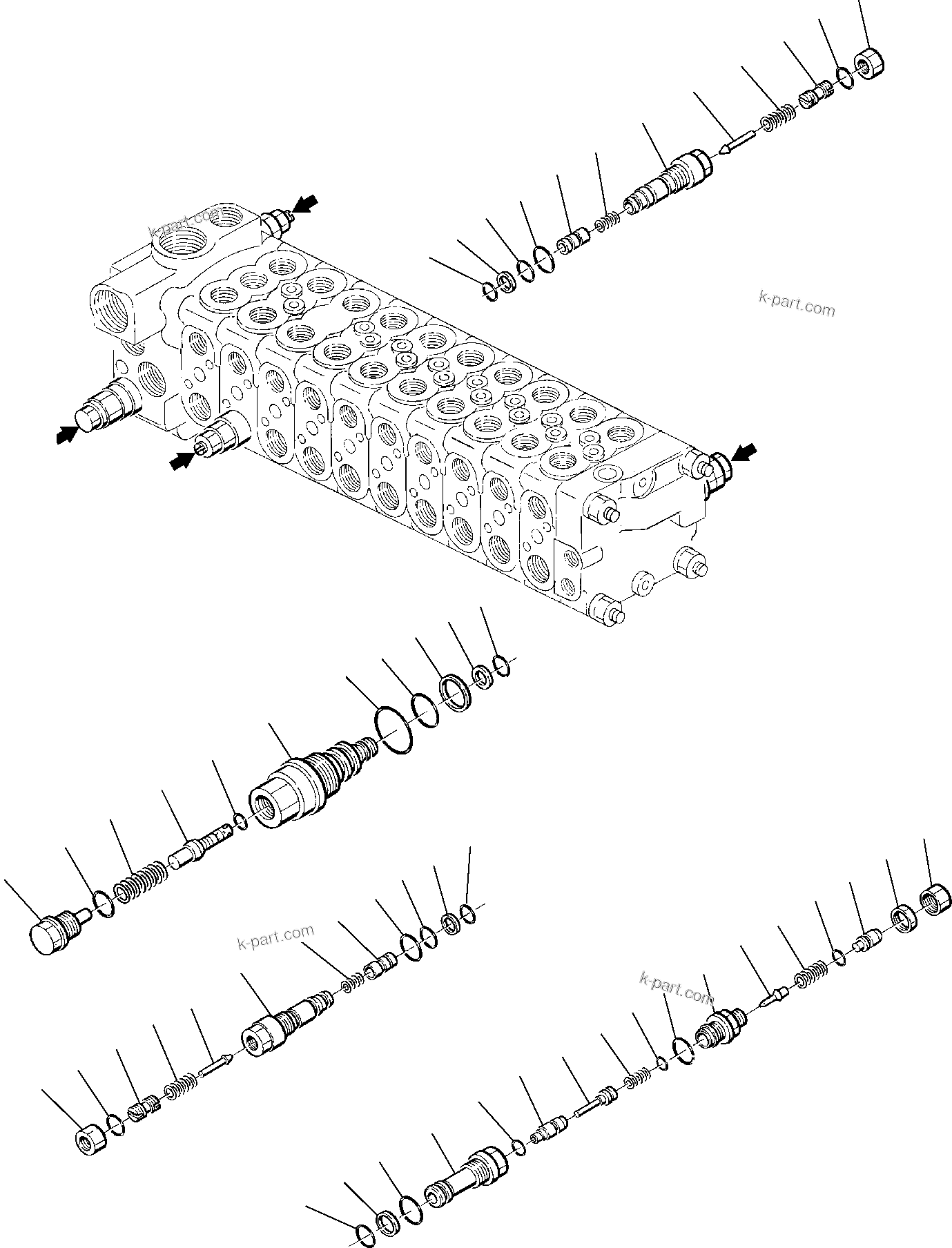 Komatsu parts book diagram for PW110R-1 S/N 2260010001-Up: CONTROL VALVE (5/7)