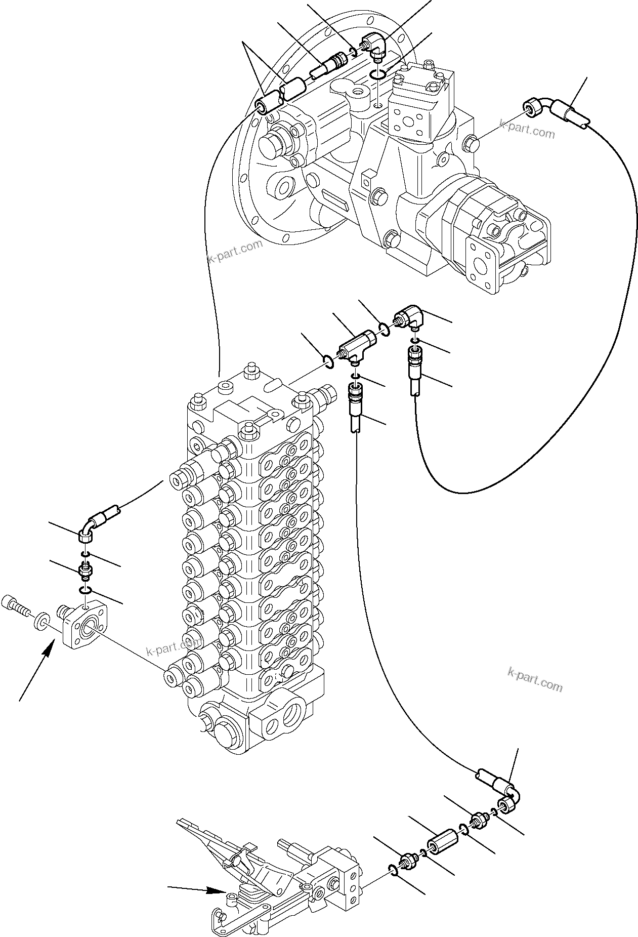 Komatsu parts book diagram for PW110R-1 S/N 2260010001-Up: HYDRAULIC PIPING (LOAD SENSING)