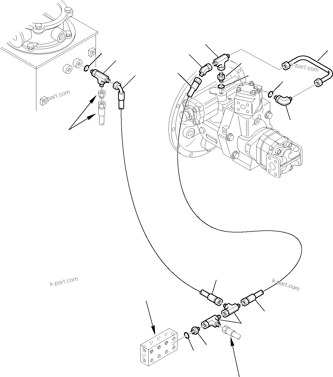 Komatsu parts book diagram for PW110R-1 S/N 2260010001-Up: HYDRAULIC PIPING (PPC PIPING) (3/3)