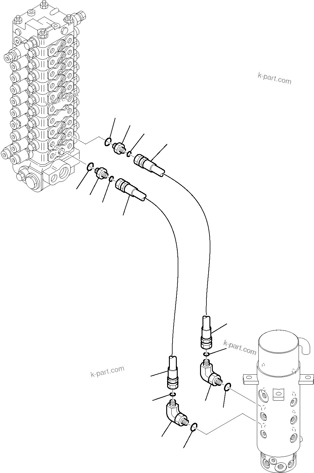 Komatsu parts book diagram for PW110R-1 S/N 2260010001-Up: HYDRAULIC PIPING BLADE