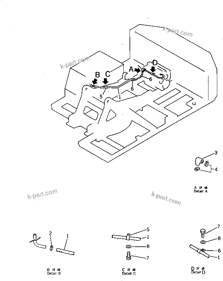 Komatsu parts book diagram for PW150-1 S/N 1001-UP: FUEL PIPING