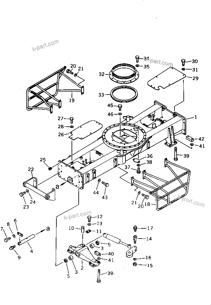 Komatsu parts book diagram for PW150-1 S/N 1001-UP: CHASSIS(#1001-1117)