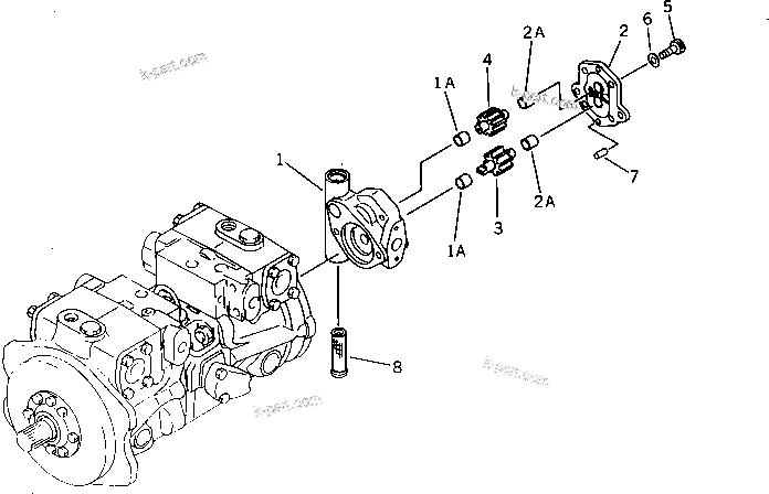 Komatsu parts book diagram for PW150-1 S/N 1001-UP: CONTROL PUMP (FOR JAPAN)