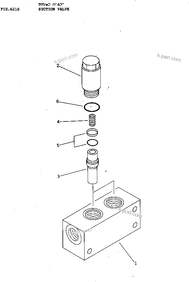 Komatsu parts book diagram for PW150-1 S/N 1001-UP: SUCTION VALVE