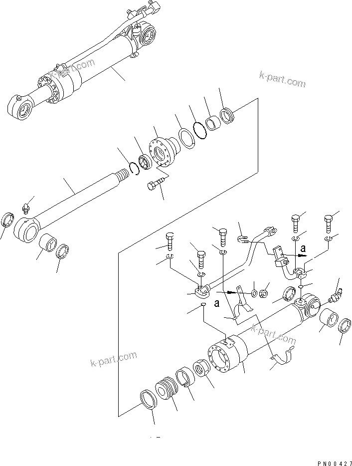 Komatsu parts book diagram for PW150-1 S/N 1001-UP: OUTRIGGER CYLINDER