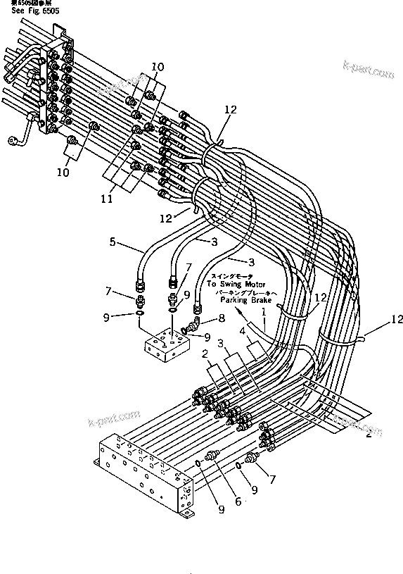 Komatsu parts book diagram for PW150-1 S/N 1001-UP: HYDRAULIC PIPING (4/8) (BLOCK TO CONNECTOR)