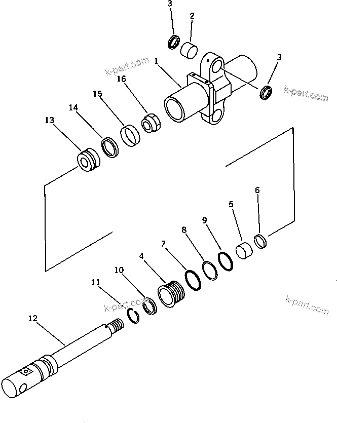 Komatsu parts book diagram for PW150-1 S/N 1001-UP: CLAMSHLL CYLINDER