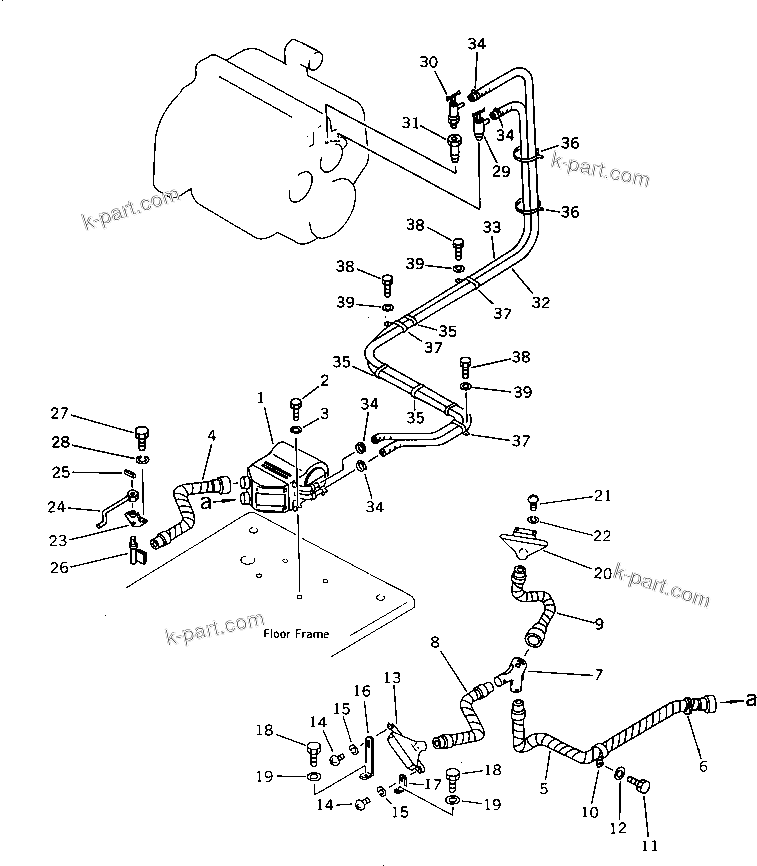 Komatsu parts book diagram for PW150-1 S/N 1001-UP: CAR HEATER AND DEFROSTER
