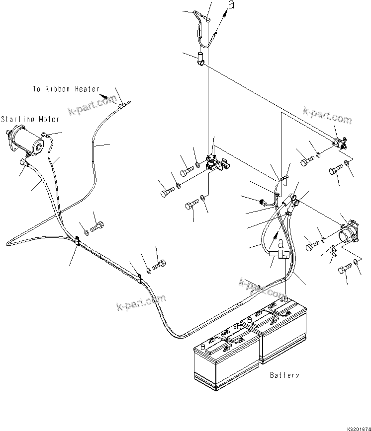Komatsu parts book diagram for PW180-7K S/N K40001-UP: WIRING (STARTING HARNESS)