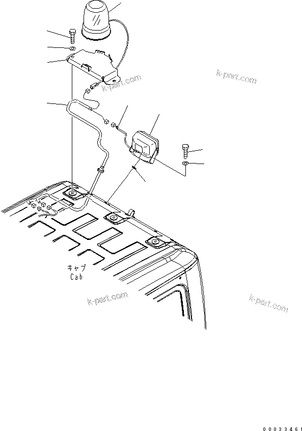 Komatsu parts book diagram for PW180-7K S/N K40001-UP: BEACON LAMP AND ADDITIONAL CAB LAMP