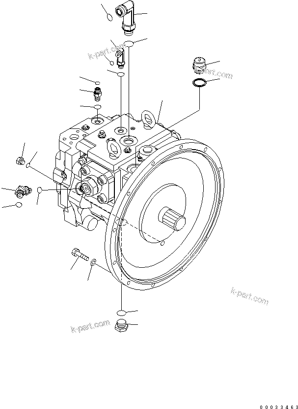 Komatsu parts book diagram for PW180-7K S/N K40001-UP: MAIN PUMP AND CONNECTING PARTS