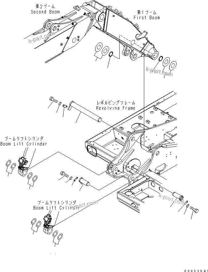 Komatsu parts book diagram for PW180-7K S/N K40001-UP: BOOM FOOT PIN (FOR 2-PIECE BOOM)