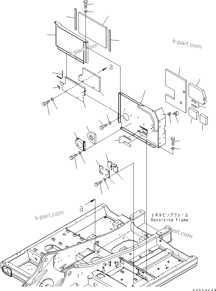 Komatsu parts book diagram for PW180-7K S/N K40001-UP: CENTER PARTITION (MACHINE CAB)