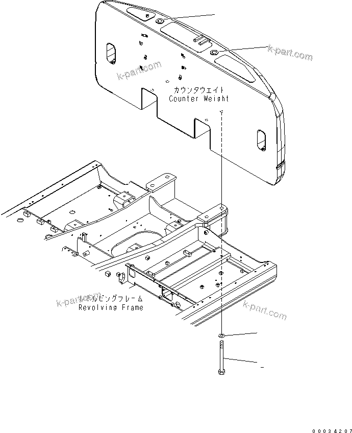 Komatsu parts book diagram for PW180-7K S/N K40001-UP: COUNTER WEIGHT MOUNTING