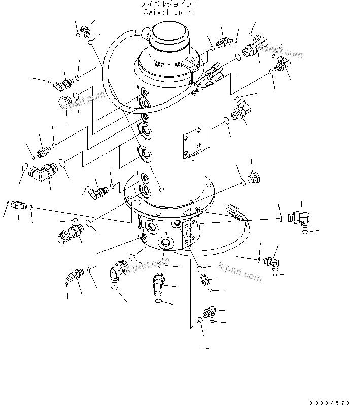 Komatsu parts book diagram for PW180-7K S/N K40001-UP: SWIVEL JOINT (CONNECTING PARTS)