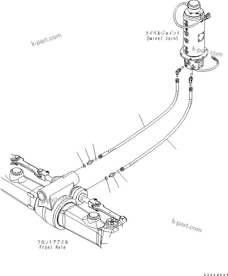Komatsu parts book diagram for PW180-7K S/N K40001-UP: STEERING LINE (LOWER)