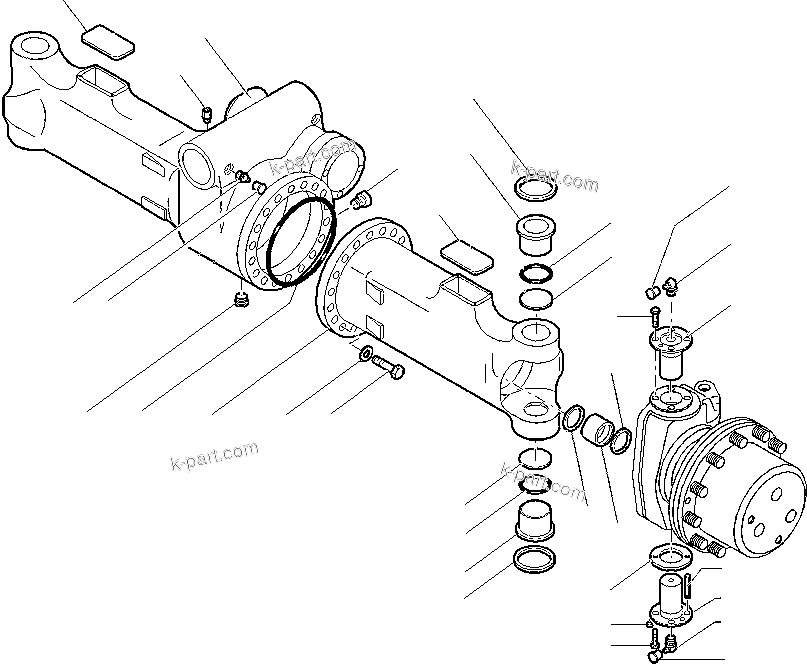 Komatsu parts book diagram for PW180-7K S/N K40001-UP: FRONT AXLE (4/6) (2.75M WIDTH)