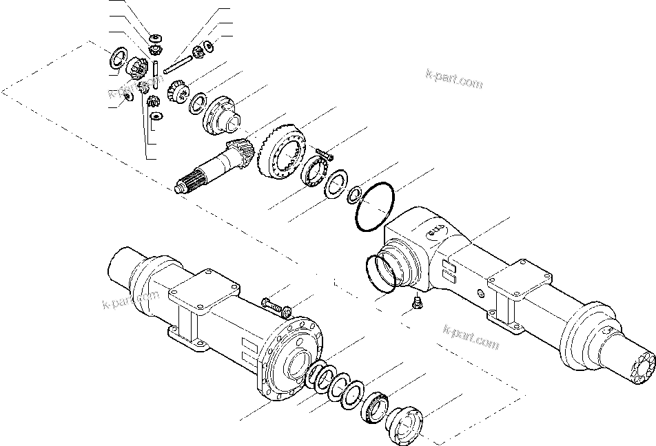 Komatsu parts book diagram for PW180-7K S/N K40001-UP: REAR AXLE (2/7) (2.75M WIDTH)