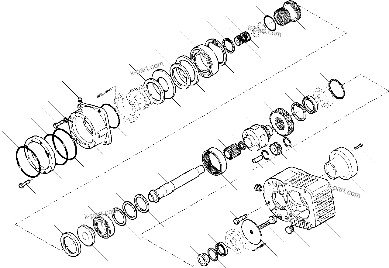 Komatsu parts book diagram for PW180-7K S/N K40001-UP: REAR AXLE (5/7) (2.50M WIDTH)