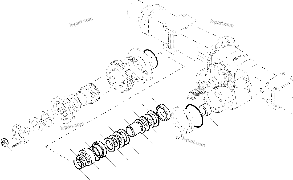 Komatsu parts book diagram for PW180-7K S/N K40001-UP: REAR AXLE (7/7) (2.75M WIDTH)